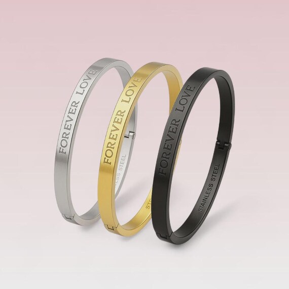 Personalized Cuff Bracelet Set: Gold, Silver, Black  display picture 3