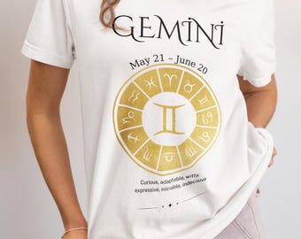 Gemini Zodiac T-Shirt – Celestial Softstyle Tee for Gemini Birthdays & Astrology Fans