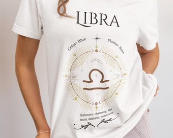 Libra Zodiac T-Shirt – Unisex Astrology Tee, Birthday Gift for Libra Sign, Spiritual Apparel