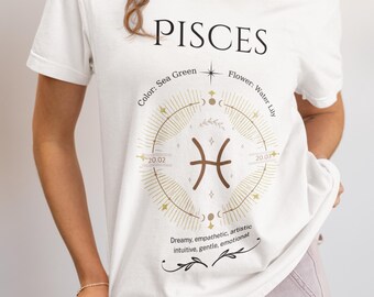 Pisces Zodiac T-Shirt – Soft Cotton Horoscope Gift for Dreamy & Spiritual Pisces Souls