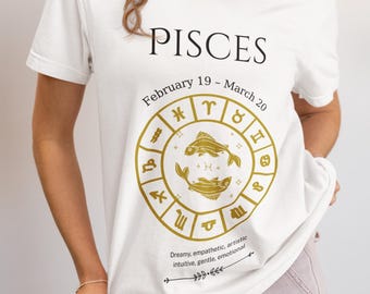Pisces Zodiac T-Shirt – Dreamy Astrology Gift for Horoscope Lovers, Birthday Tee for Star Sign Fans