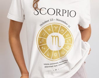 Birthstone Horoscope Shirt: Unique Zodiac Birthday Present for Scorpios
