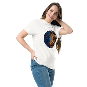 Sun Moon Face T-Shirt – Celestial Duality Graphic Tee, Mystical Cosmic Shirt