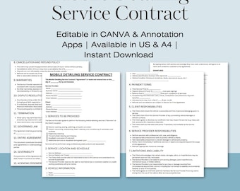 Mobile Detailing Service Contract | Professional & Comprehensive Detailing Agreement