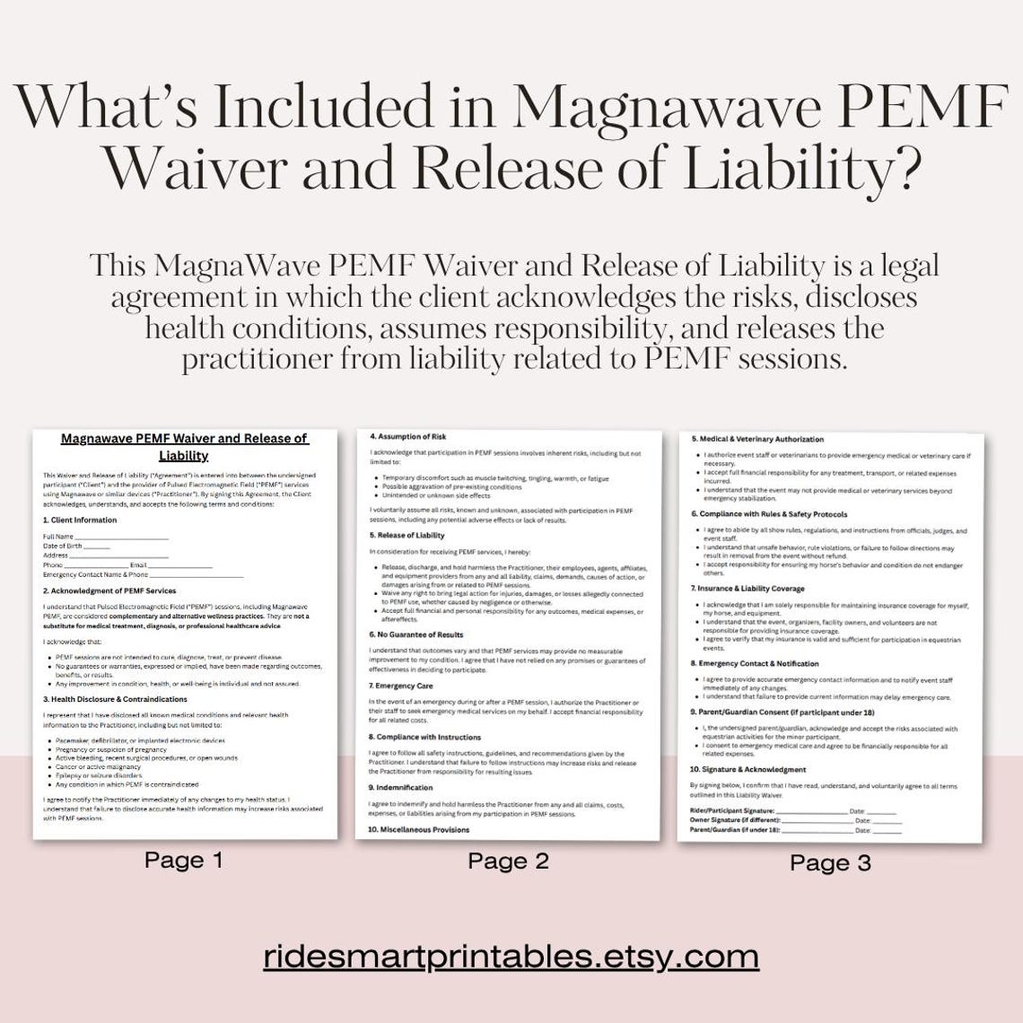 Magna Wave Practitioner Notes.pdf Magnawave PEMF Waiver Form | Liability Release Agreement | Client ...
