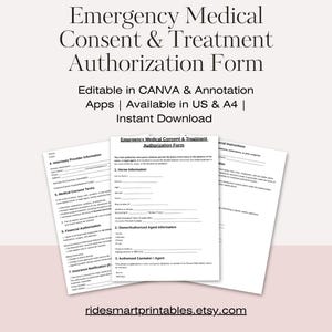 Emergency Medical Consent Form for Horses | Editable Equine Treatment Authorization Template