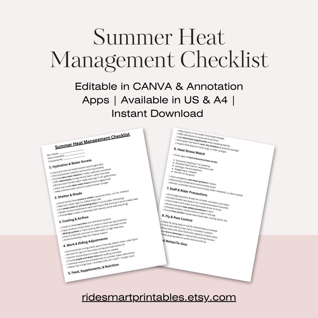 Summer Horse Care Checklist | Equine Heat Safety & Hydration Barn ...