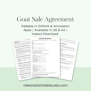 Editable Goat Agreement Template | Farm Livestock Contract (Digital Download)