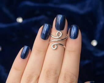 Anillo de plata de ley 925 hecho a mano con diseño en espiral - Anillo minimalista de alambre en espiral - Joyería llamativa ajustable - Anillo único estilo boho para mujer