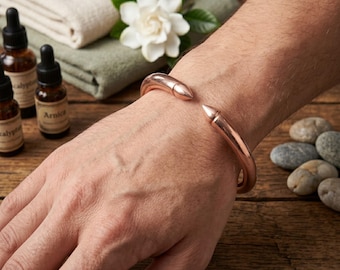 Pulsera Kada de cobre puro para hombres y mujeres - Pulsera curativa de cobre hecha a mano, Kada de yoga ajustable, joyería ayurvédica para la salud, regalo para él.