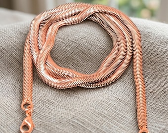 Cadena de serpiente de cobre puro, cadena oxidada de alta calidad para colgante, cadena de cobre macizo con acabado en oro rosa para hombres y mujeres, joyería ecológica.