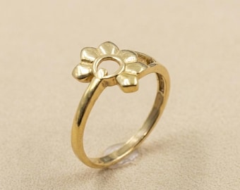 Anillo de latón artesanal con forma de margarita para mujer, ajustable, con acabado hipoalergénico, ideal para usar a diario y apilable, estilo bohemio.
