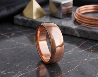 Anillo de banda de cobre puro hecho a mano - Banda martillada de estilo vikingo rústico - Anillo de boda de cobre macizo - Joyería minimalista con propiedades curativas - Regalo para él