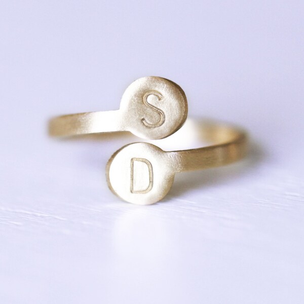 Monogrammed Ring, Double Initial Ring, Gold Brass Initial Ring, Personalized Initial Ring, Personalized Gold Ring, Monogram Ring