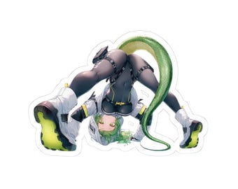 Green-Haired Anime Character Kiss-Cut Sticker | Laptop Decal