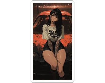 Tattooed Anime Girl Sticker | Dark Street Style Car Decal
