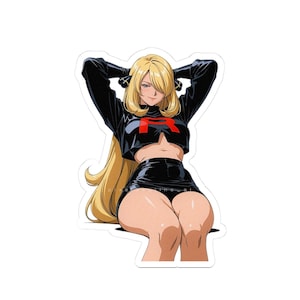 CYNTHIA Poke Blonde Anime Girl Sticker | Kiss-Cut Vinyl Laptop Decal