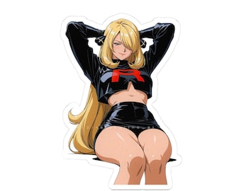 CYNTHIA Poke Blonde Anime Girl Sticker | Kiss-Cut Vinyl Laptop Decal