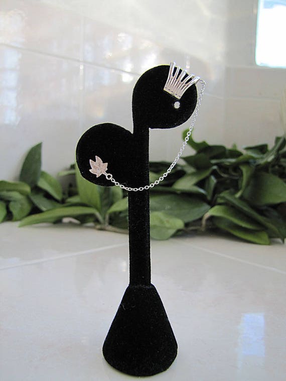 Sterling silver ear cuff chain with Marijuana lea… - image 4