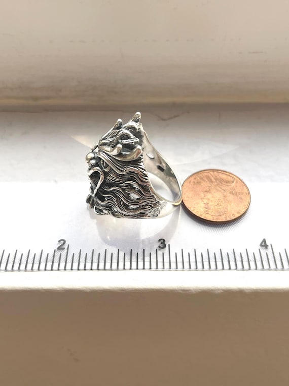 Solid sterling silver Dragon Ring, size 9 - image 10