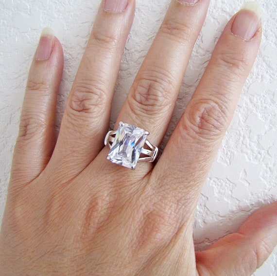 Radiant Cut Solitaire Sterling Silver Ring, size … - image 9