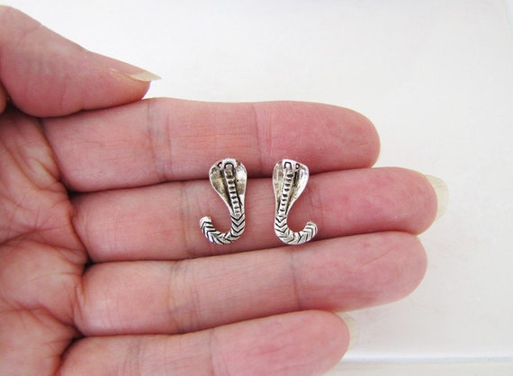 Cobra Snake Sterling Silver Stud Earrings - image 5