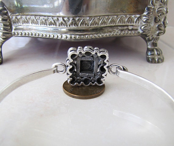 Vintage Black Onyx and Mother of Pearl sterling s… - image 5