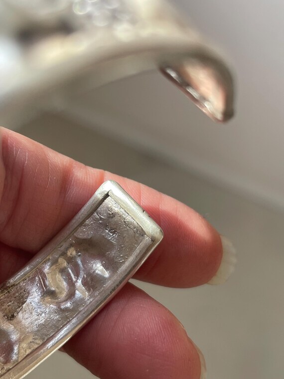 Elephant Sterling Silver Repousse Cuff Bangle Bra… - image 8