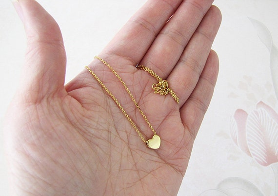 Mini heart gold vermeil collar necklace, gold ove… - image 1