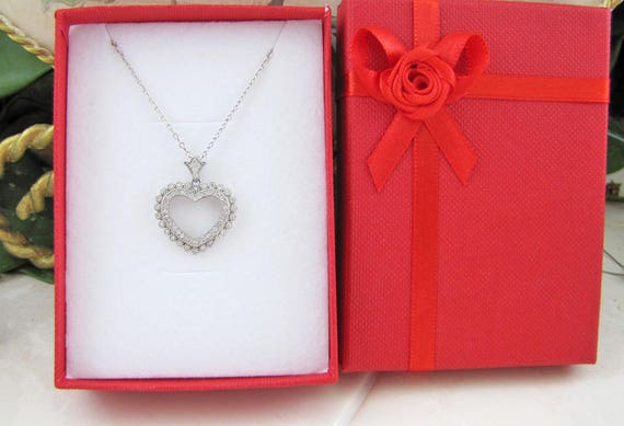 Sterling silver Open heart CZ pendant necklace - image 9