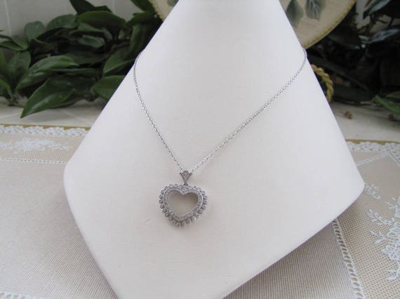 Sterling silver Open heart CZ pendant necklace - image 5