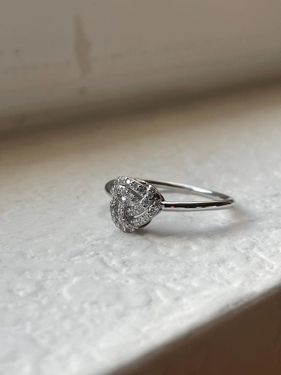 Trinity CZ Sterling Silver Ring, Interlocking fau… - image 3