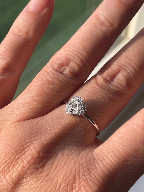 Trinity CZ Sterling Silver Ring, Interlocking fau… - image 4