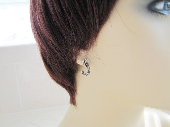 Cobra Snake Sterling Silver Stud Earrings - image 4