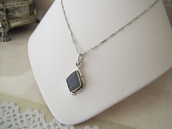 Diamond shape like Labradorite Sterling Silver Pe… - image 3