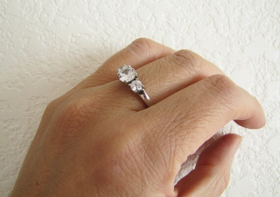 Trio CZ Sterling Silver engagement Ring, Size 8, … - image 4