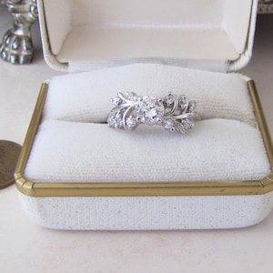 Art Deco Style CZ Sterling Silver engagement Ring, Size 8