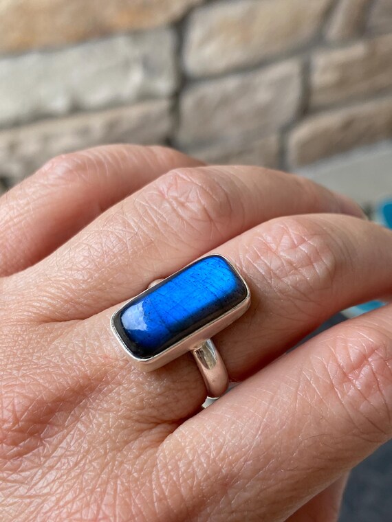 Rectangular Labradorite Sterling Silver Ring, Siz… - image 7