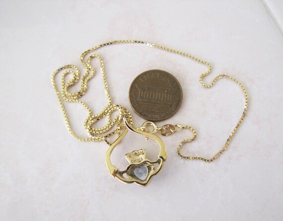 Blue Topaz Diamond Claddagh Gold Vermeil Necklace… - image 8