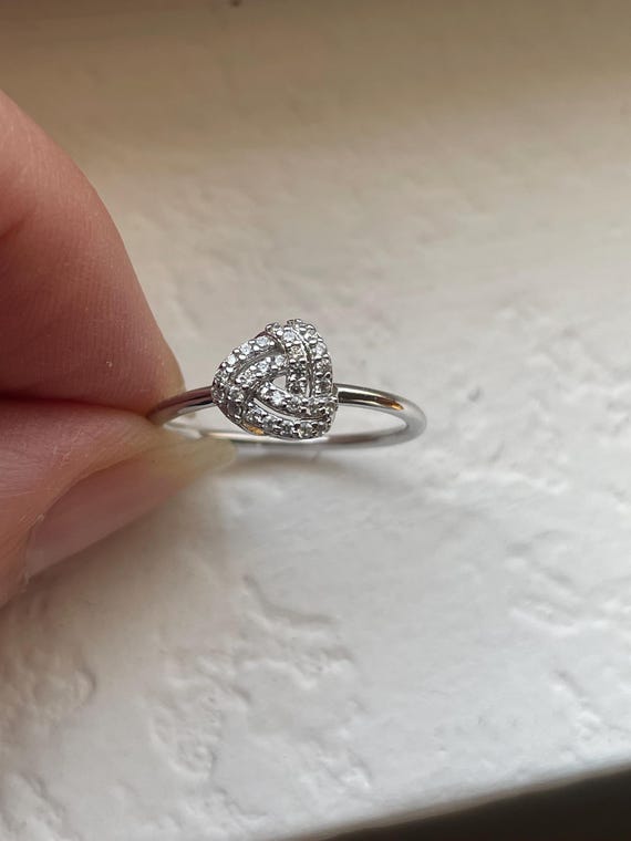 Trinity CZ Sterling Silver Ring, Interlocking fau… - image 6
