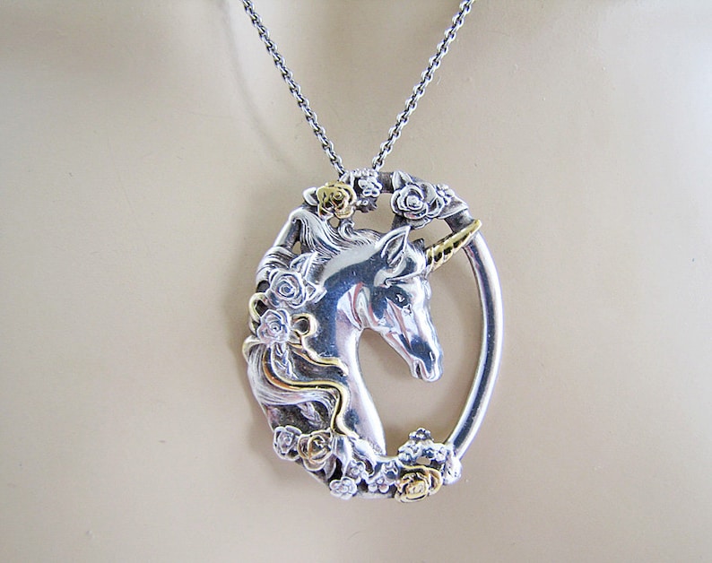 Gorham Unicorn Sterling Silver Pendant Necklace With James Etsy