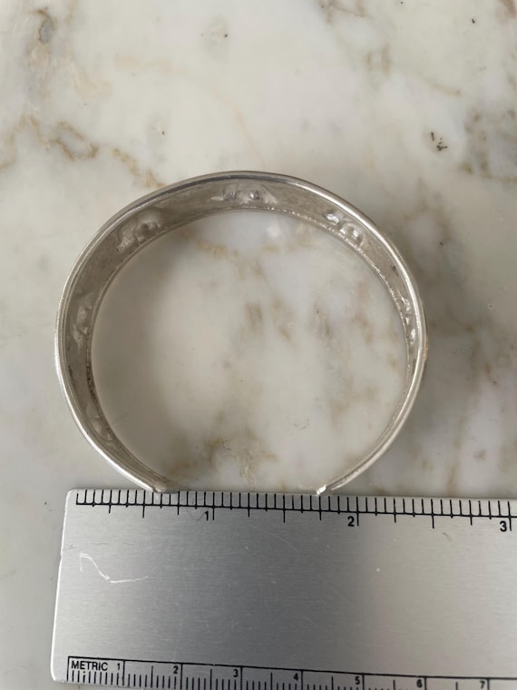 Elephant Sterling Silver Repousse Cuff Bangle Bra… - image 6