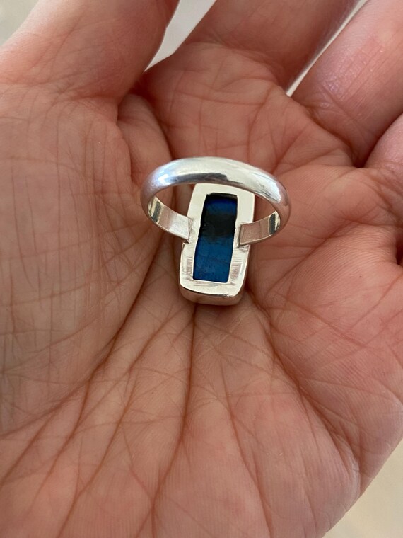 Rectangular Labradorite Sterling Silver Ring, Siz… - image 5