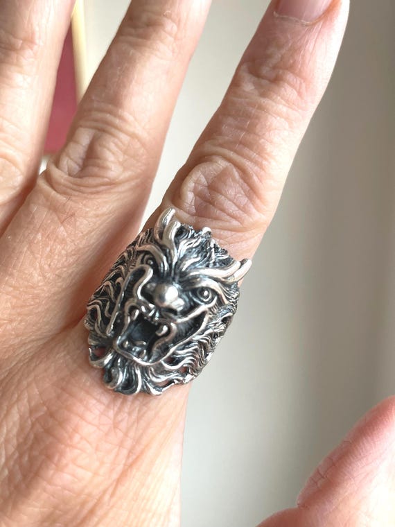 Solid sterling silver Dragon Ring, size 9 - image 1