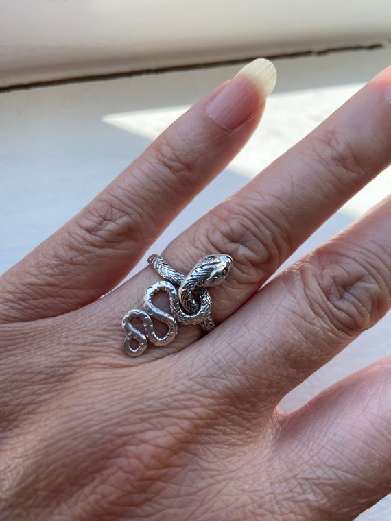 Snake Sterling Silver ring, Coiled Serpent Silver 