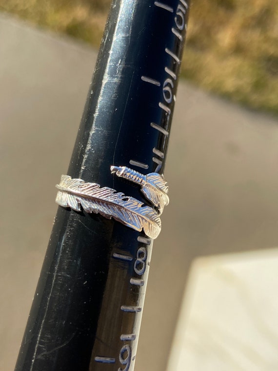 Feather leaf Sterling Silver Ring, adjustable siz… - image 8