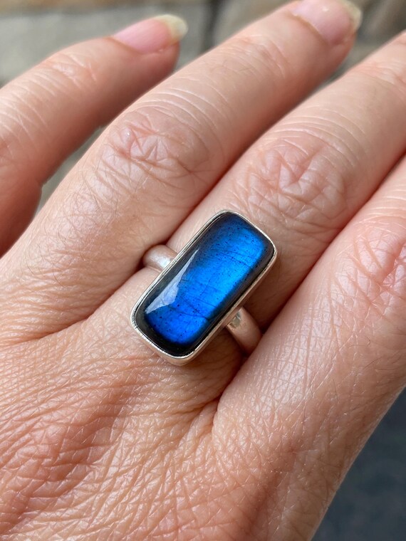 Rectangular Labradorite Sterling Silver Ring, Siz… - image 6