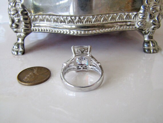 Radiant Cut Solitaire Sterling Silver Ring, size … - image 6