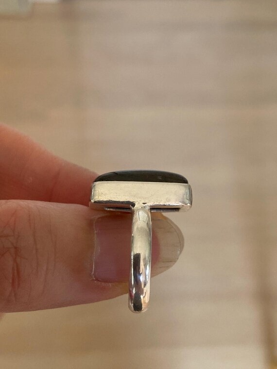 Rectangular Labradorite Sterling Silver Ring, Siz… - image 2