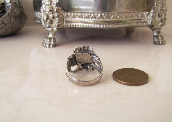 Art Nouveau Era sterling silver Iris ring, size 6 - image 4